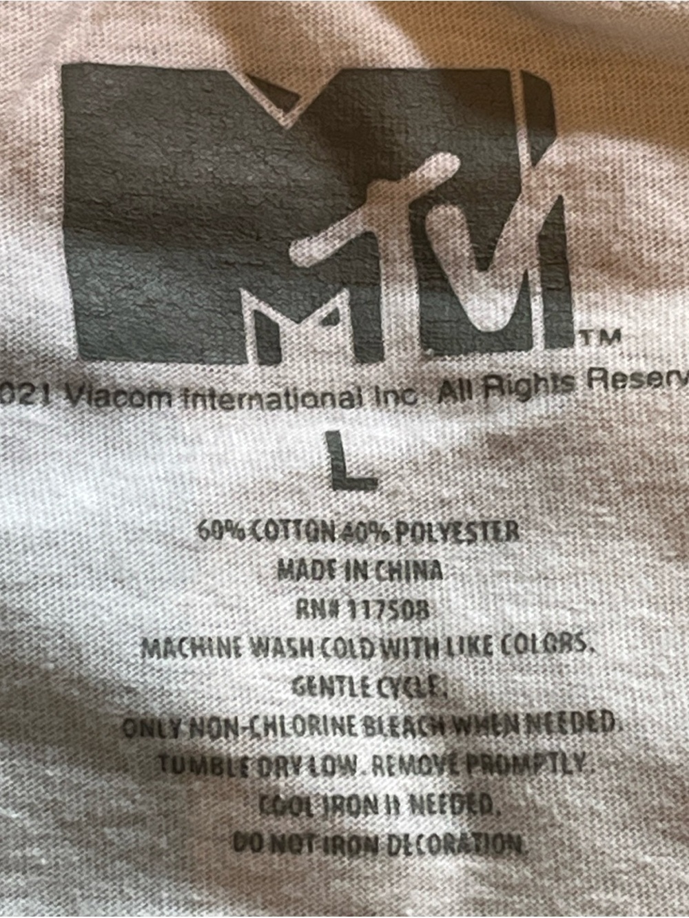 MTV Floral T Shirt Womens Cream Short Sleeve Graphic Cropped Tee Retro Large - Picture 4 of 4
